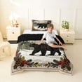 thumbnail image 4 of Manfei Winter Bear Twin Comforter Sets,Wild Woodland Print Bedding Set,Green,Black Reversible,2pcs,1 Comforter and 1 Pillowcase, 4 of 7
