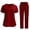 Wine, variant on Domzest Womens Scrub Sets V-neck Short Sleeve Top & Straight Leg Elastic Waist Pants Breathable Medical Uniform with Pocket Gray M