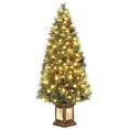 thumbnail image 2 of FOLDLIFE 4.5ft Flocked Potted Christmas Tree with Berry Clusters and Red Berrie, Pre-Lit Artificial Christmas Tree with 108 Warm White LED Lights and 8 Lighting Modes,Vintage Potted Base, 2 of 6