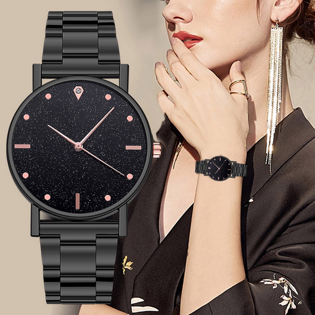 Black dial silver stainless steel strap watch deals