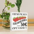 thumbnail image 4 of Zomyto 7"x7" Farm Fresh Strawberries Wood Box Sign Farm Fresh Picked Strawberries Wooden Block Sign,Summer Strawberries Sign Decor, 4 of 6