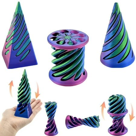 Spiral Toys – 3 Pack of Impossible Cones Spiral Cones Fidget Toys Impossible Pyramid Penetration Toys Suitable for Collectors Desktop Decoration C