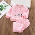 thumbnail image 2 of idosla Unisex Warm Winter 2 Pieces Set Sweatsuit Warm Girl Pants Outfit Warm Crewneck Sweatshirt & Sweatpants for Boys Girls (Pink, 5-6 Years), 2 of 6