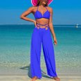 thumbnail image 1 of MKLEKYY Womens Swimsuit Cover Up Women's 2025 Solid Color Bikini Three Piece Beach Split Swimsuit Set, 1 of 5