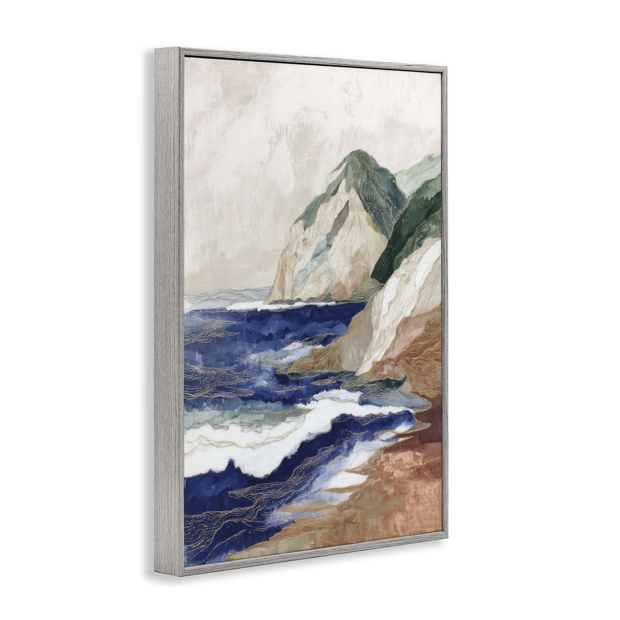 Stupell Industries Cliff Next To The Sea Gray Framed Giclee Art, design by Chromatic Storm Studio