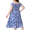 thumbnail image 4 of DARING DIVA Women's Plus Size Square Neck and Flutter Sleeves Dress 4X Blue, 4 of 6