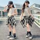 thumbnail image 1 of Conjunto de dos piezas de falda a cuadros de verano, ropa infantil de moda para niñas, falda a cuadros y camiseta, conjunto de pantalones, 1 of 5