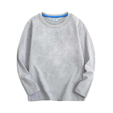 

MuZeFu Girls Clothes Clearance under $5.00 Boys Girls Long Sleeve Shirts Casual Crewneck Tops Loose Plain Tunic Cute Blouse Tees