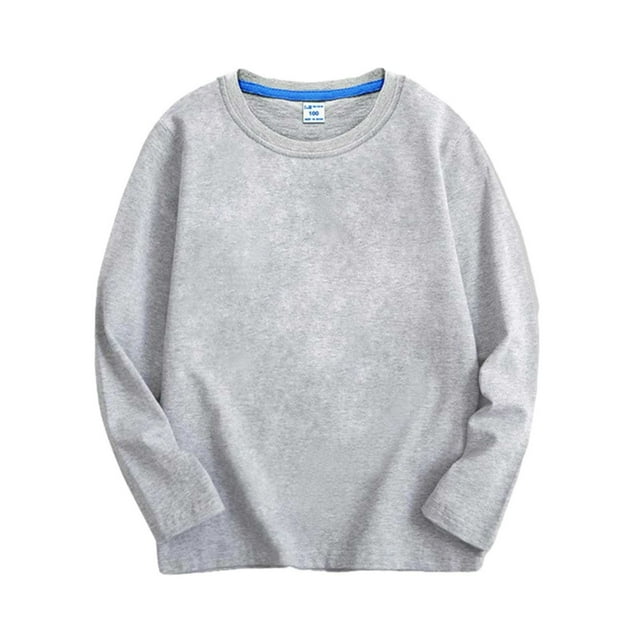 Chemises à Manches Longues pour Garçons et Filles, Hauts Décontractés à Col Ras du Cou, Tuniques Amples Unies, Jolis Chemisiers, T-Shirts