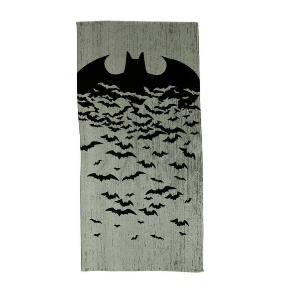 Franco Batman Kids Super Soft Lightweight 100% Recycled Bath/Pool/Beach Towel Made from Recycled Plastic Bottles, 58 in x 28 in, 100% Official Licensed Batman Product