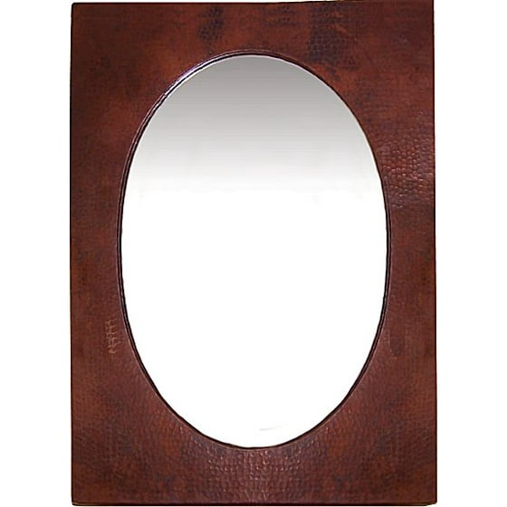 Big Hammered Oval Copper Mirror