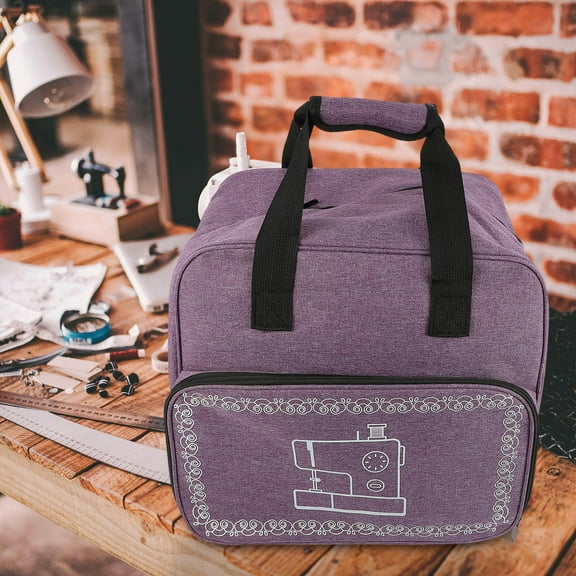 KONTONTY Violet Oxford Cloth Sewing Machine Carrying Case with Handle, Portable Travel Storage Bag for Easy Transport
