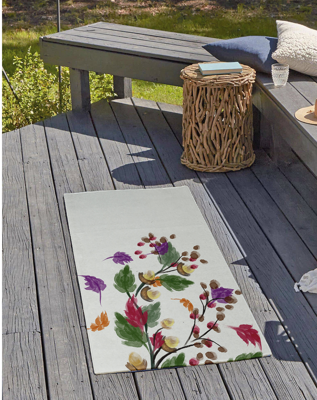 24" 36" Simply Daisy Colorful Leaves Cabin & Lodge Chenille Area Rug, Purple