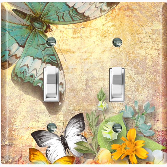 Metal Light Switch Plate Cover Floral Nature Butterfly Scripture Damask BUT035