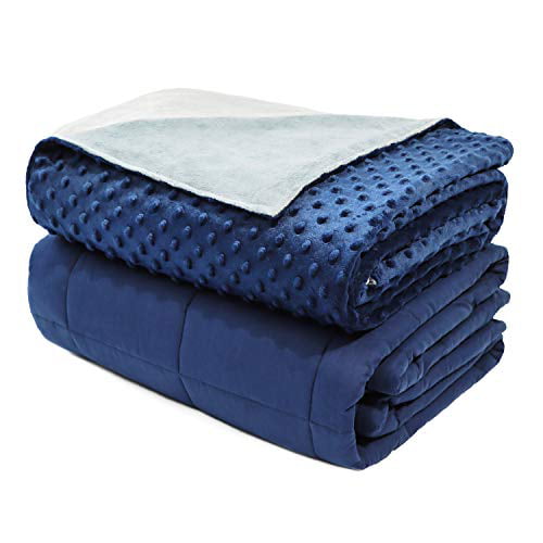 Weighted Blanket 15LB with Minky Cover for Adults, Teens - Twin/ Full