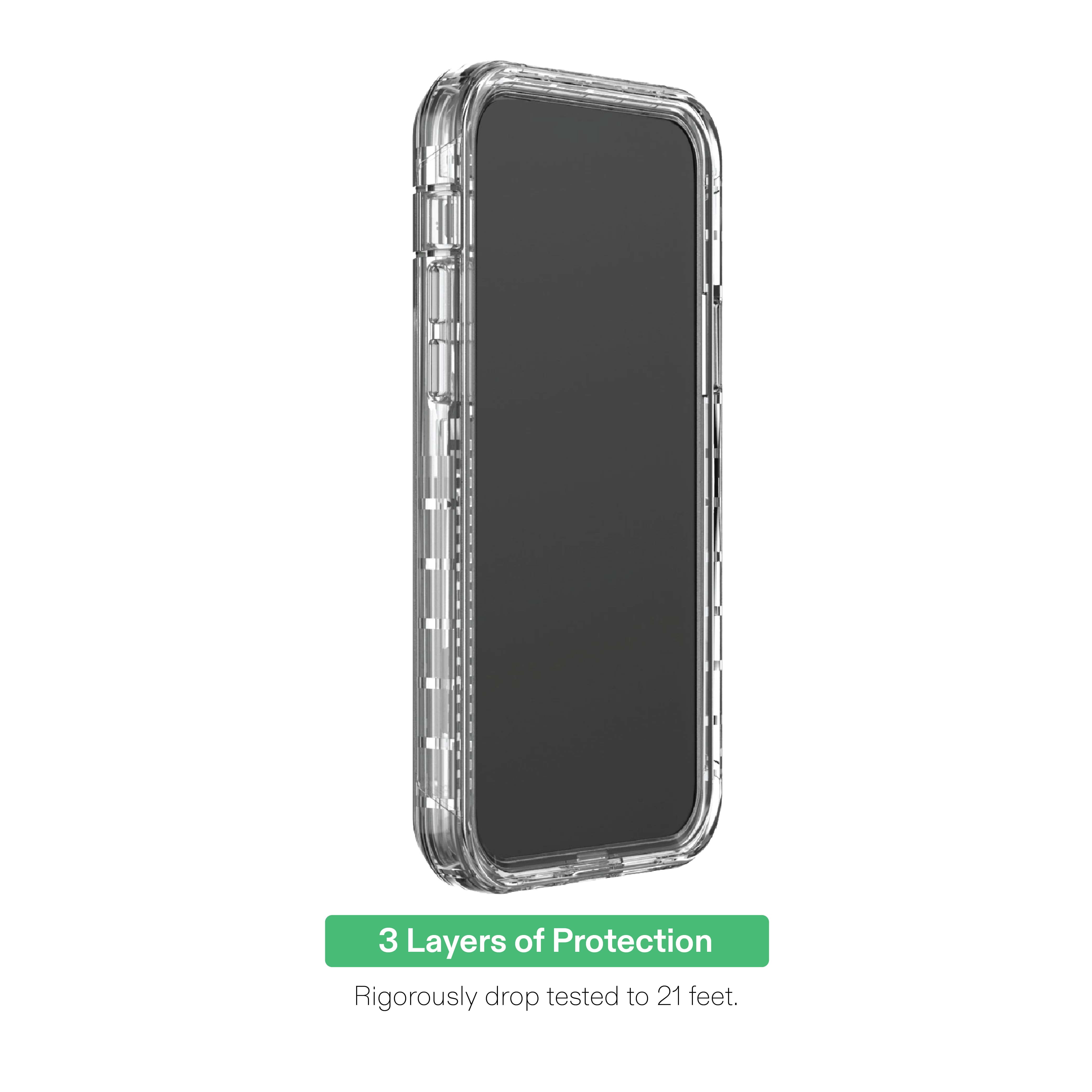 onn Rugged Phone Case with Holster for iPhone 14 Pro Max - Clear
