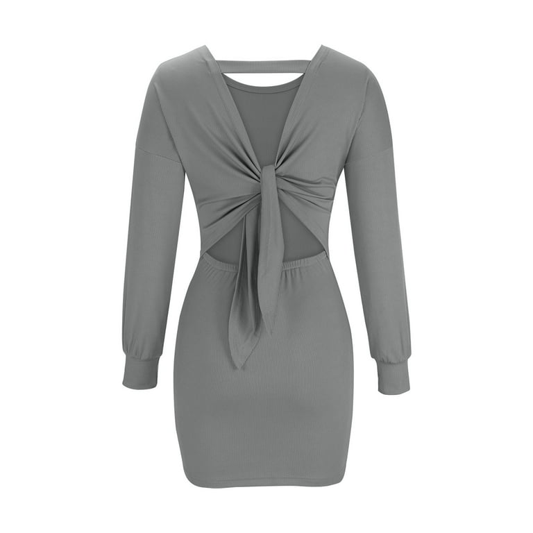HAiming Plus Size Bodycon Dresses for Women Rib Knit Stretch Slim Dress  2025 Fall Long Sleeve Sweater Mini Wrap Dress - Walmart.com