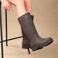 thumbnail image 2 of Xfvqtps Womens Mid-Calf Rain Boots Pull on Round Toe Waterproof Shoes for Gardening Camping Kitchen Daily Errands, 2 of 8