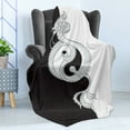 thumbnail image 4 of Kung Fu Soft Flannel Fleece Throw Blanket, Oriental Themed Swirling Dragon with Yin Yang, Cozy Plush for Indoor and Outdoor Use, 50" x 60", Grey White, by Ambesonne, 4 of 5