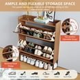 thumbnail image 5 of YOCWO Shoe Storage Cabinet with Flip Drawers for Entryway, Shoe Rack Organizer with Open Shelf, Walnut, 5 of 8