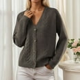 thumbnail image 6 of Womens Soft Sweater Cardigans V-Neck/Crewneck Button Down Knitwear Long Sleeve Casual Comfy Knit Fall Outerwear (M, Gray|V-neck), 6 of 7