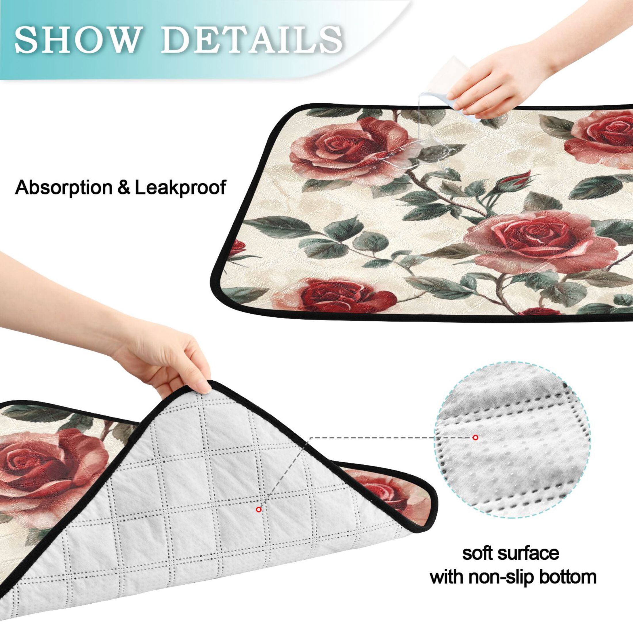 Washable Pet Pee Pads with Super Absorbent Reusable Training Pads for Dogs & Cats Rugosa Rose
