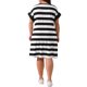 thumbnail image 4 of Vestido túnica de talla grande Agnes Orinda para mujeres, verano 2026, de manga corta, a rayas, vestido casual tipo camiseta 1X negro, 4 of 8