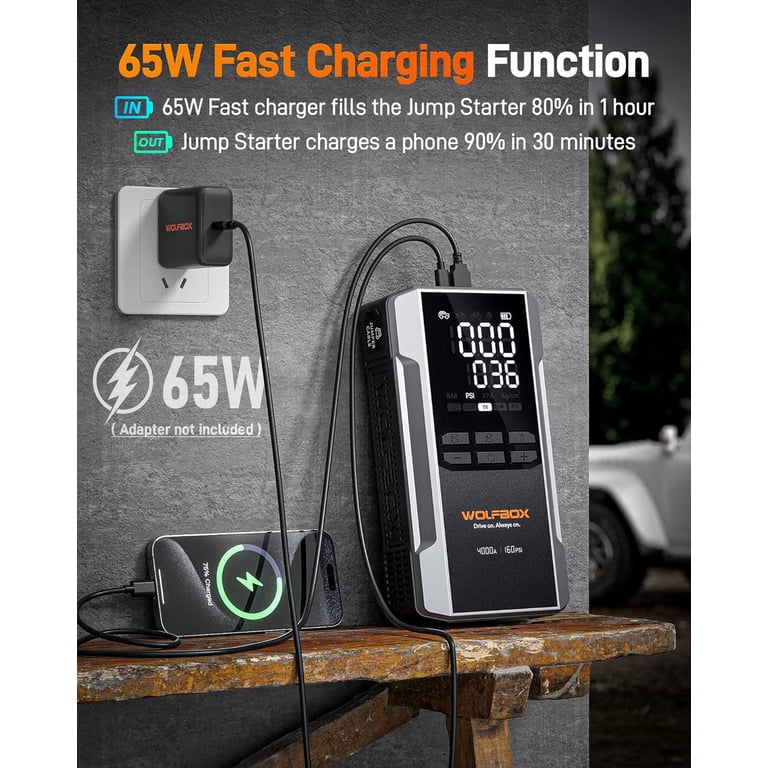 WolfBox 4000A Jump Starter with 160 PSI Air Compressor photo 5