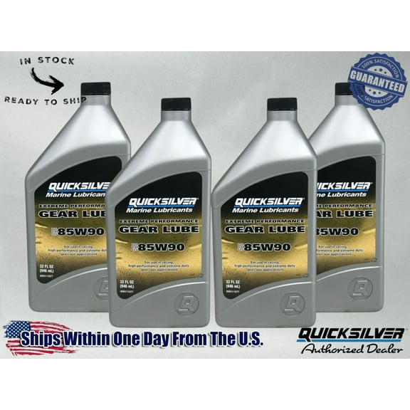 Quicksilver OEM SAE 85W90 Extreme Perf Gear Oil Quarts 92-8M0111677 4 Pack