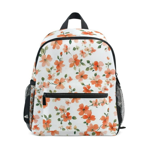 FORMRS School Backpack with Front Zippered Pocket 12" Elementary Student Travel Daypack, Small Floral Blooms