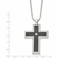 thumbnail image 3 of Stainless Steel Blk Carbon Fiber Inlay .01Ct. Diamond Accent Cross Necklace Made In Chile -Jewelry By Sweet Pea, 3 of 7