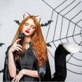 thumbnail image 2 of Tail and Ears Set Fox Fur Tail Cosplay Costume, Long Faux Fur Fox Tail with Ears Halloween Fancy Dress Costume, 2 of 5