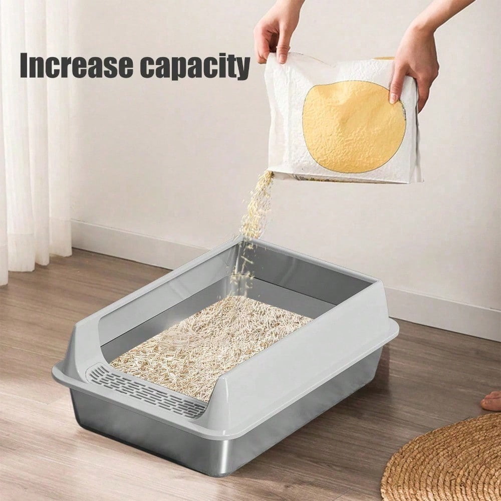 Premium Cat Hygiene Solution: Ultra-Durable Stainless Steel Litter Box – Semi-Enclosed Splash-Proof Tray, Advanced Odor Control, Effortless To Clean & Maintain.
