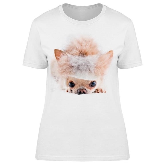 Funny Chihuahua With A Fur Cap T-Shirt Women -Image by Shutterstock, Female Small