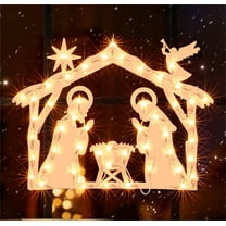 Christmas Window Silhouette Lights | Lighted Double-Sided Nativity Decoration with 50 Incandescent Mini Lights | Ideal for Holiday Indoor/Outdoor Wall, Door & Glass Decor