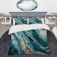 thumbnail image 2 of Designart "Marble Abstraction Blue and Gold IV" Abstract Marble Bedding Covert Set - Modern Blue Abstract Bed Set With 2 Shams, 2 of 6