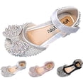 thumbnail image 2 of LAICAIW Fashion Spring And Summer Girls Dance Shoes Princess Dress Performance Shoes Pearl Rhinestone Bow Hook Loop Elegant Comfortable Toddler Girl Sandal (Black-E, 9.5 Toddler), 2 of 6
