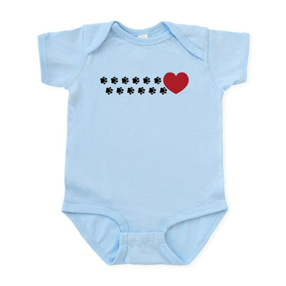 CafePress - Pawprint Hearts Baby Light Bodysuit - Baby Light Bodysuit, Size Newborn - 24 Months
