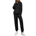 thumbnail image 3 of Pants Suits for Women Dressy Womens 2 Piece Outfits Hoodie Sweatsuit Sets Slim Sweatshirt Baggy Fall Fashion Sweatpants With Pockets Wool Long Sleeve Warm Pajamas Set Glitter Pant Suit for Wo Black XL, 3 of 8
