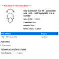 thumbnail image 2 of Rear Crankshaft Seal Kit - Compatible with 1985 - 1989 Toyota MR2 1.6L 4-Cylinder 1986 1987 1988, 2 of 2