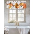 thumbnail image 6 of Thanksgiving Pumpkin Valances for Windows Eucalyptus Leaves Flowers Wood Texture Kitchen Valance Curtain Rod Pocket Small Curtains for Cafe Bathroom Laundry Basement 54" x 18", 6 of 8