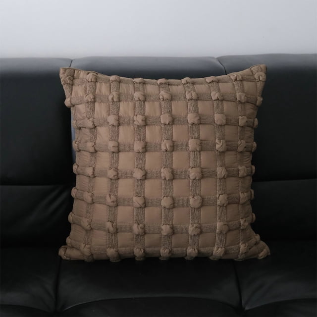 Almohada a cuadros a rayas marrones | Cojín de sofá decorativo moderno | Funda de almohada desmontable Tejido de nylon spandex | 17,72 x 17,72 x 3,94 pulgadas | Soporte de cintura para sala de estar