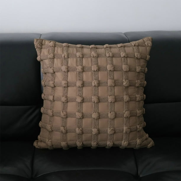 Cojín decorativo a cuadros marrones para sofá | Cojín decorativo de 45 x 45 cm con funda extraíble | Cojín lumbar moderno a rayas para espalda, cintura y cuello | Decoración para sala de estar,
