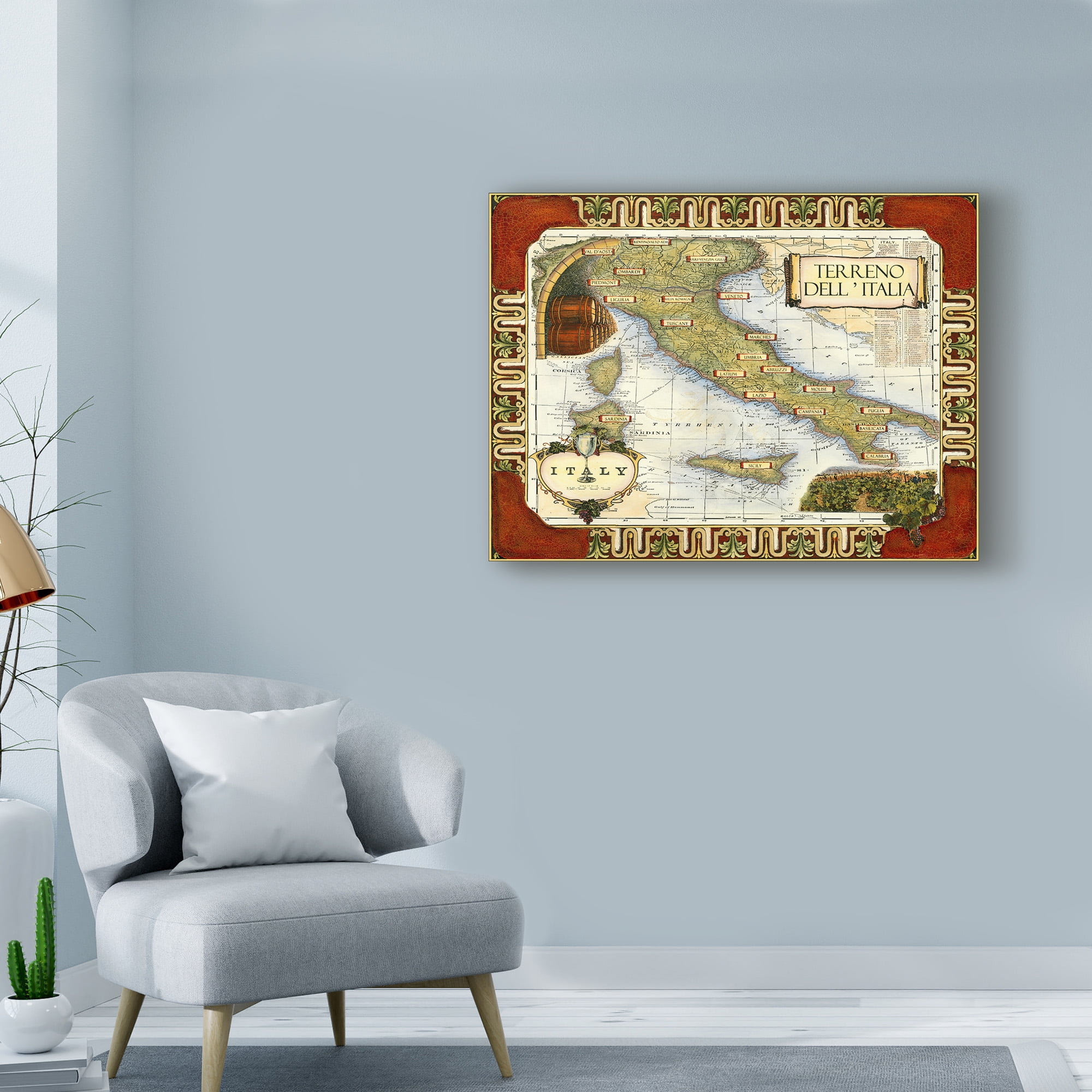 Trademark Fine Art 'Wine Map of Italy on CGP' Canvas Art by Unknown