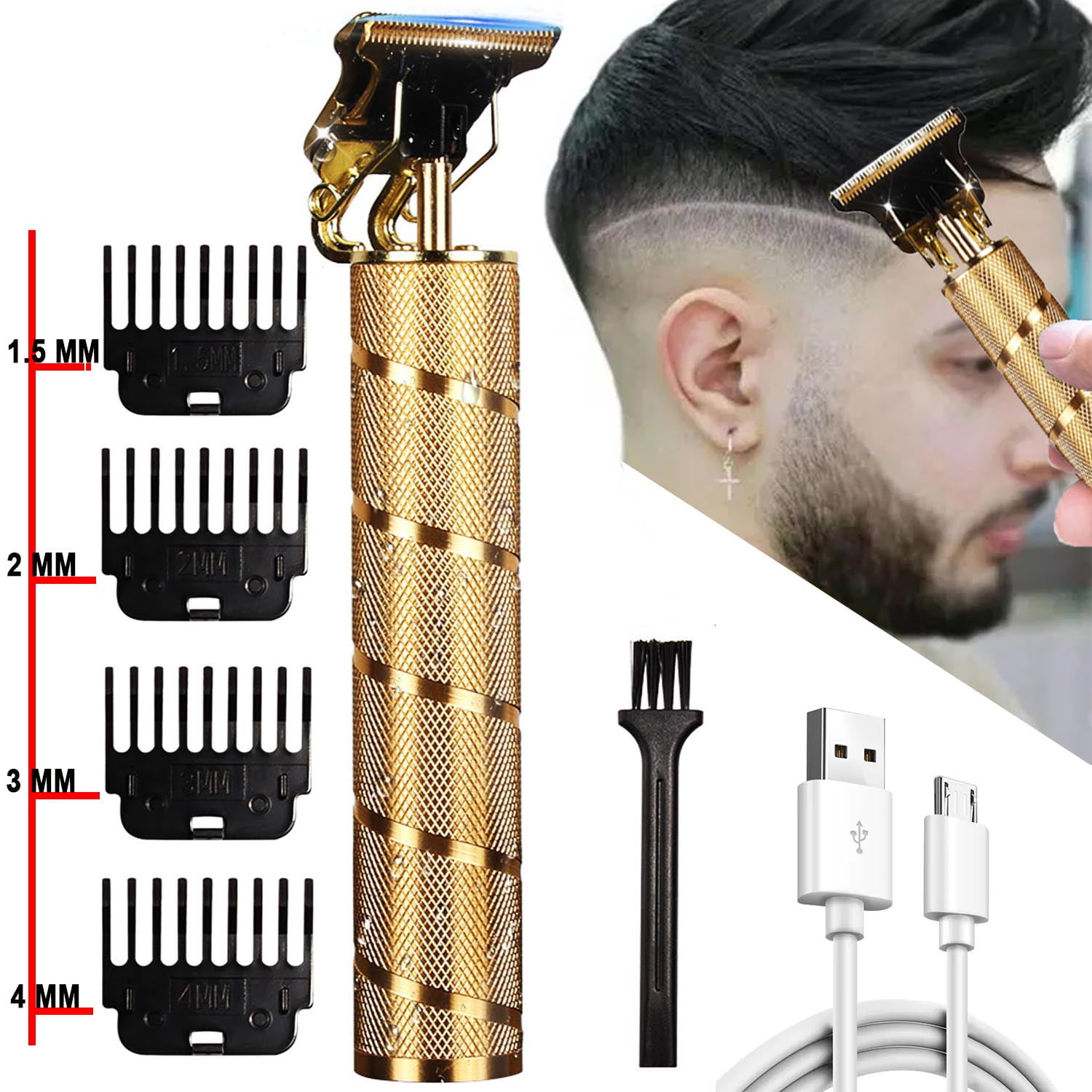 Hair Clippers Beard Trimmer for Men,Electric Cordless Rechargeable Grooming Hair Cutting Kits T