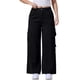 thumbnail image 1 of Pantalones de mezclilla cargo para mujer INSPIRE CHIC, de pierna ancha, con múltiples bolsillos, largos, desgastados y holgados, color negro, 1 of 1