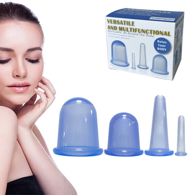 4 piezas de ventosas de silicona anticelulíticas, juego de ventosas para terapia de ventosas, juego de ventosas de silicona para masaje facial y corporal para el tratamiento de la celulitis y la