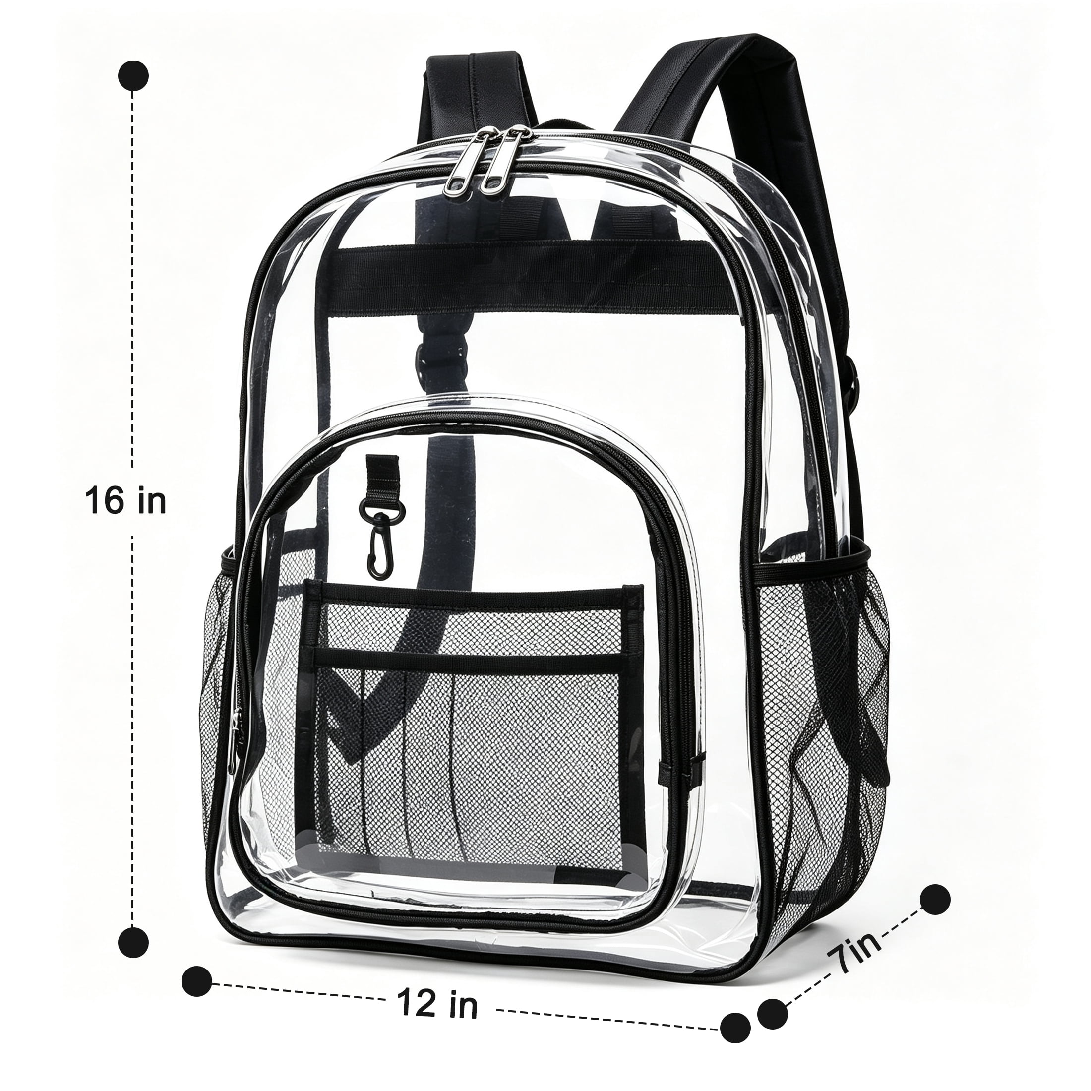 GARITIN Clear PVC Backpack, Heavy Duty Transparent See Through Bag for School Work Travel Security