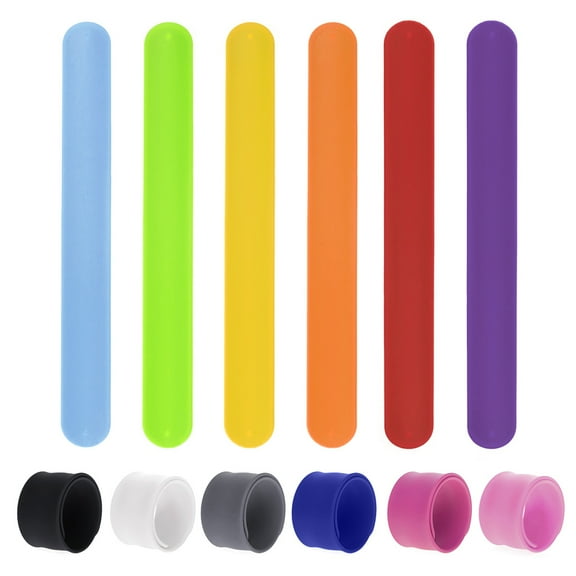 Toptie 24 Pcs Rainbow Silicone Slap Bracelets, Soft Wristbands Party Favors Rewards Carnival Prize