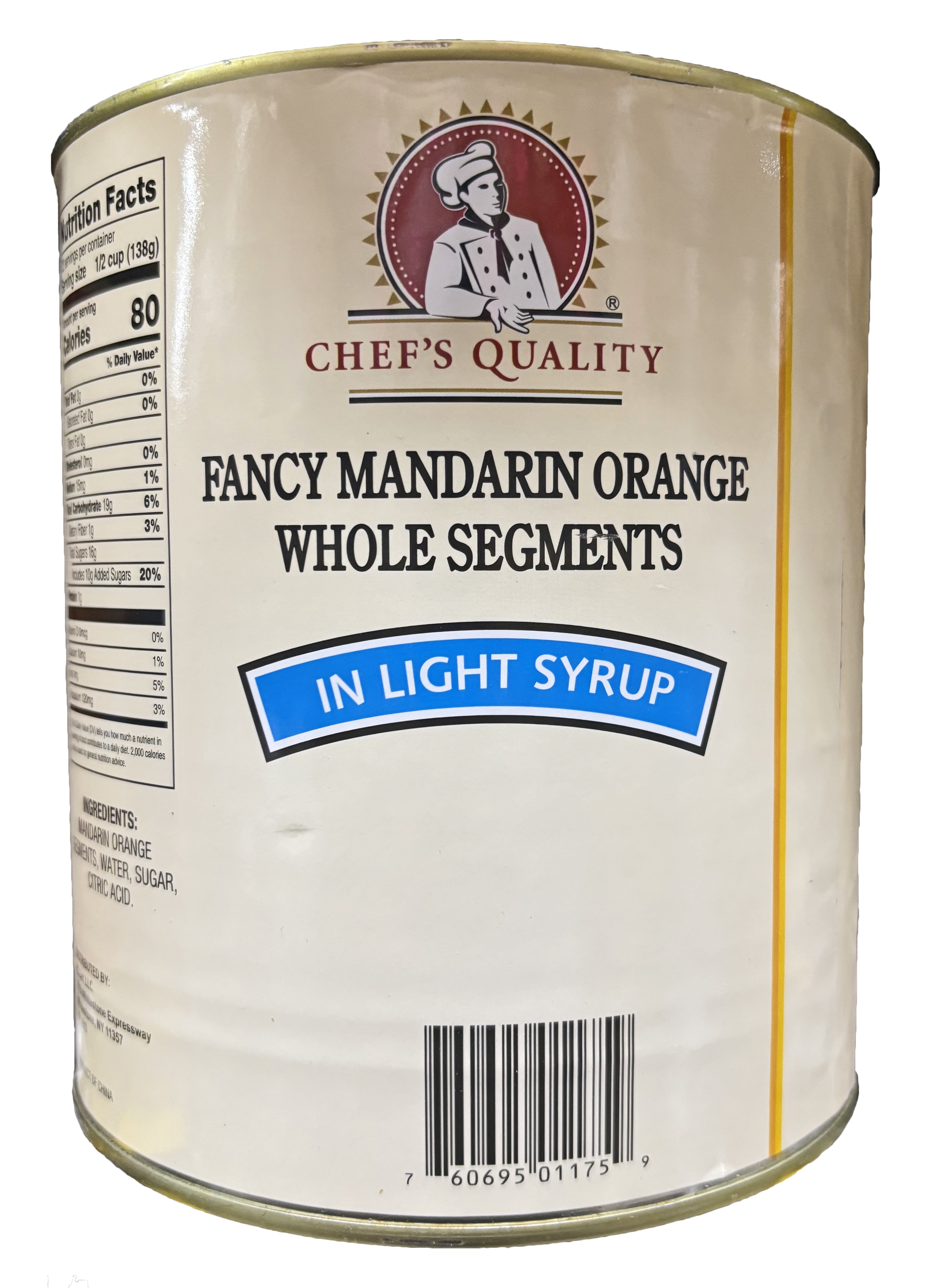 Chef's Quality Fancy Mandarin Orange Segments In Light Syrup | Kosher | 6.63 lb